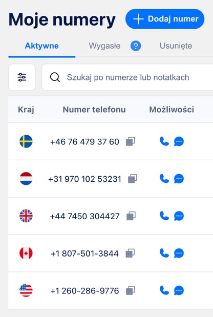 Strona zakupionych numerów