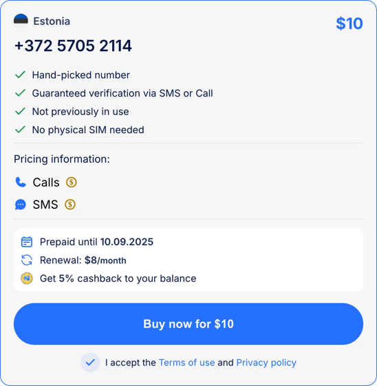 Numbers for WhatsApp verification