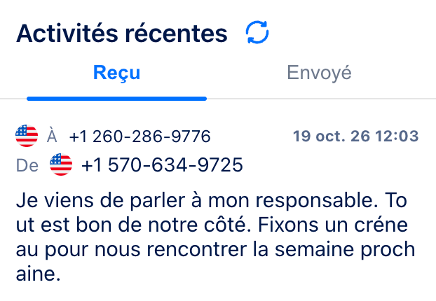 Réception de SMS